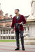 Mens Belgravia Burgundy Short Velvet Smoking Jacket - Model Lifestyle | Bown of London